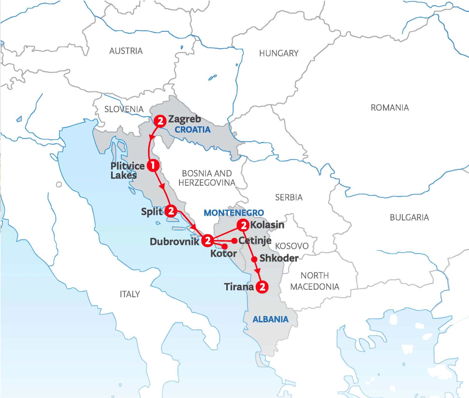 Quintessential Trio: Croatia, Montenegro, Albania Tour